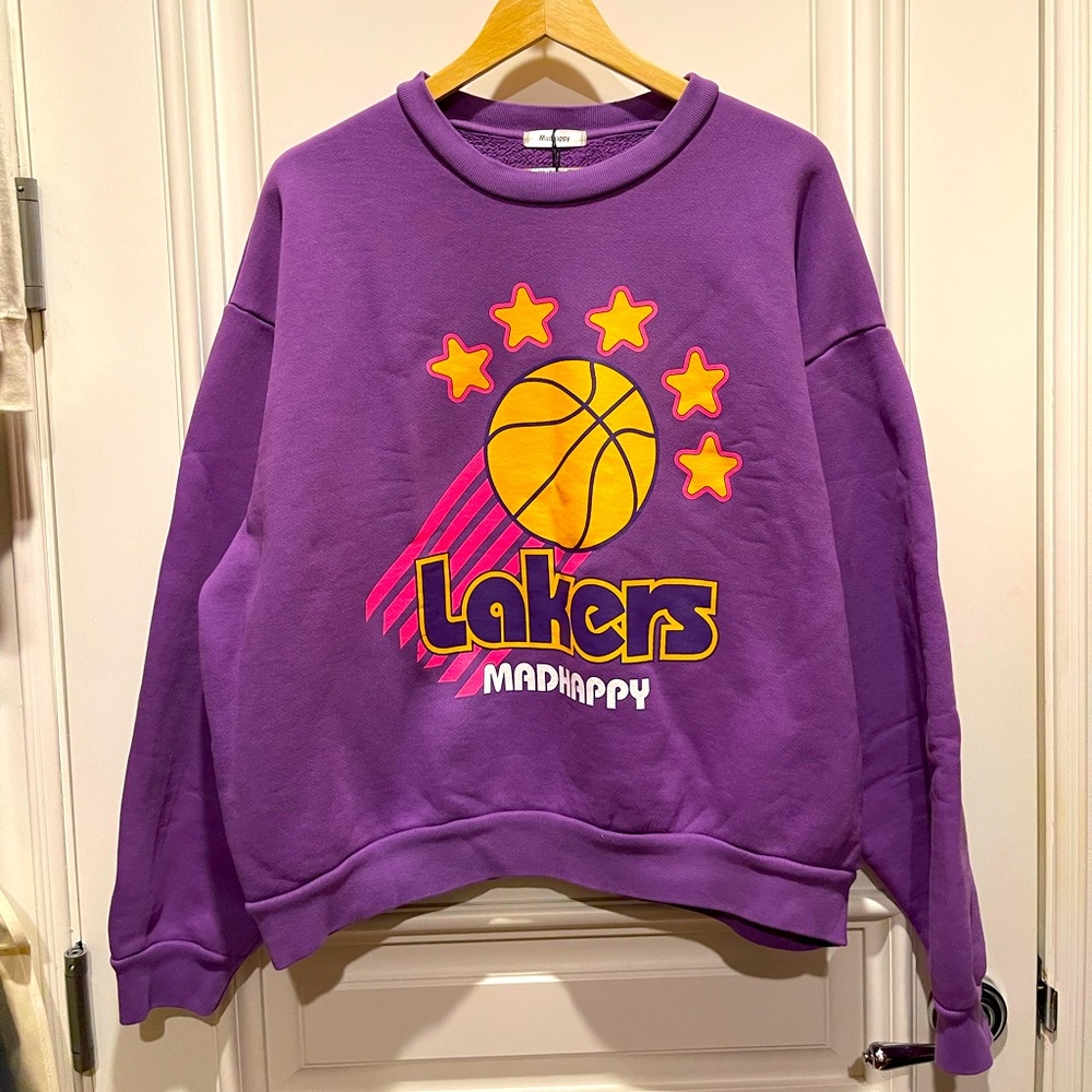 MADHAPPY LAKERS FLEECE CREWNECK - NWT - SIZE M
